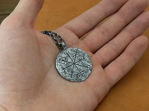 Miniatura 9 de Baldur Jewelry - Collar de brújula vikinga de plata de ley 925 con colgante Vegvisir Collar de joyería nórdica martillado a mano - Regalos vikingos