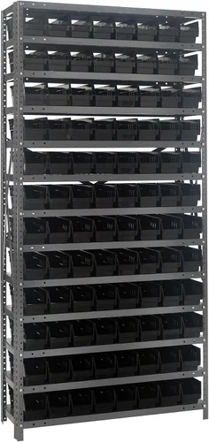 Miniatura 421 de Quantum QSBU-245BK Heavy Duty Shelving Unit with (7) Shelves and (24) QUS245 Black Bins for Garage Warehouse Storage Distribution 400 lb Load