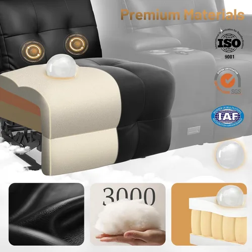Miniatura 8 de Sofá reclinable de dos plazas, asientos de cine en casa, sofá reclinable con USB, consola central, sillón reclinable de pared para caravana