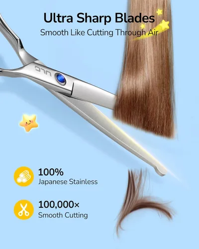 Miniatura 5 de ULG Tijeras de corte de pelo para niños, tijeras de seguridad de punta redonda de 6.5 pulgadas para cortar y recortar el cabello, asas ergonómicas