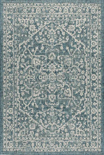 Miniatura 8 de JONATHAN Y Boho Medallion - Alfombra para interiores y exteriores, 3 x 5 pies, color verde azulado/gris, tejido texturizado Malta, para patio