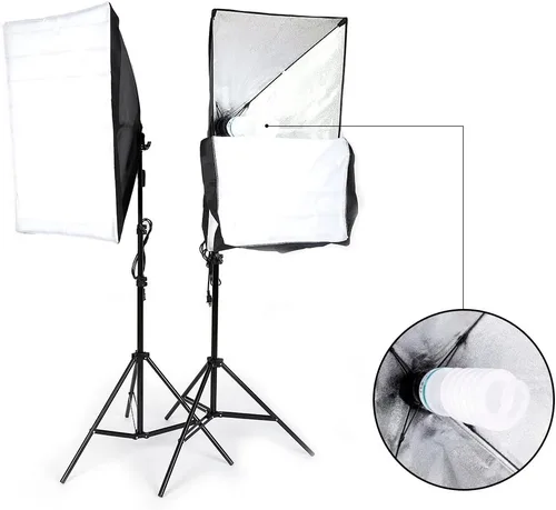 Miniatura 3 de Kit de iluminación Softbox para fotografía, kit de inicio de YouTube, equipo fotográfico, luz de estudio suave con soportes de luz y práctica bolsa