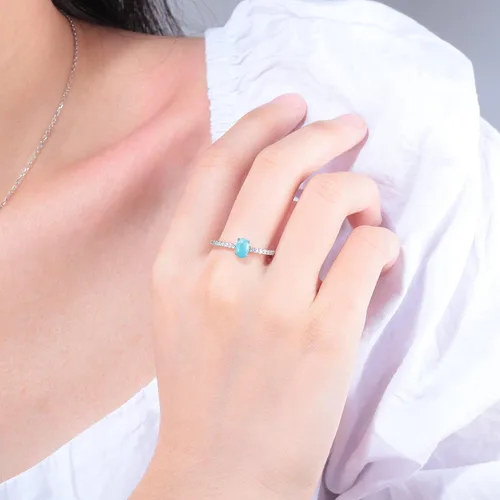 Miniatura 3 de CiNily Anillo de oro rosa de 14 quilates chapado en oro rosa turquesa ajustable para mujeres, adolescentes y niñas