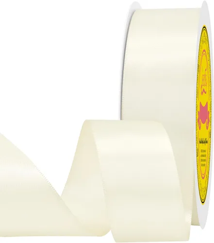 Cinta de satén blanca antigua de doble cara de 1-1/2 pulgadas x 50 yardas, cinta de poliéster para envolver regalos, día de San Valentín, bodas,