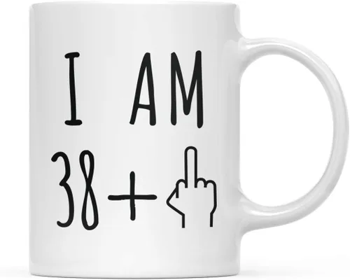 Miniatura 77 de Andaz Press Divertida taza de café de 11 onzas, regalo de broma de cumpleaños, I Am 49 + 1 dedo medio, 1 paquete, ideas de regalo de cumpleaños 50