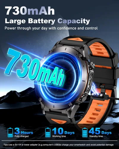 Miniatura 5 de GPS Military Smart Watch For Men With Bluetooth Call, 1.43" AMOLED Waterproof Fitness Tracker With Heart Rate/Sleep Monitor/Flashlight, 170+ Sports