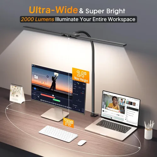 Miniatura 8 de Syrinx - Lámpara de escritorio LED para oficina en casa, lámpara de escritorio de arquitecto con abrazadera, control por gestos/cable, luz