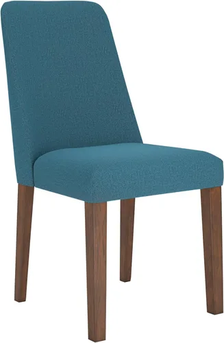 Signature Design by Ashley Lyncott Silla auxiliar tapizada contemporánea para comedor con cojín de espuma, 2 unidades, azul y marrón