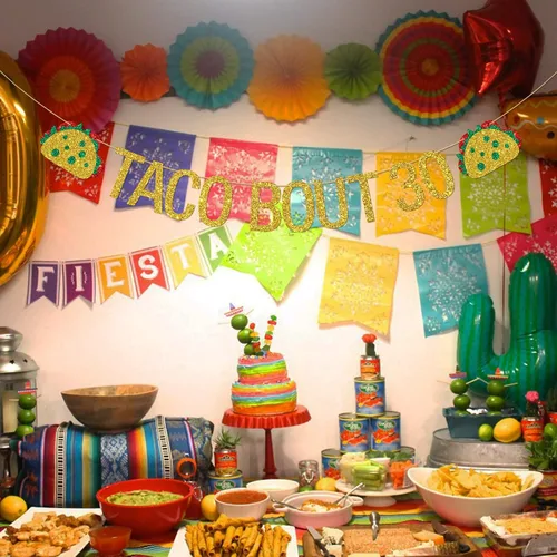 Miniatura 6 de Cartel de taco Bout 30, decoración de fiesta mexicana para fiesta de cumpleaños número 30 para hombres y mujeres, fiesta de cumpleaños 30