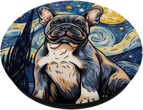 Miniatura 2 de Bulldog francés Noche estrellada para perro, mamá, perro, papá, PopSockets intercambiables PopGrip