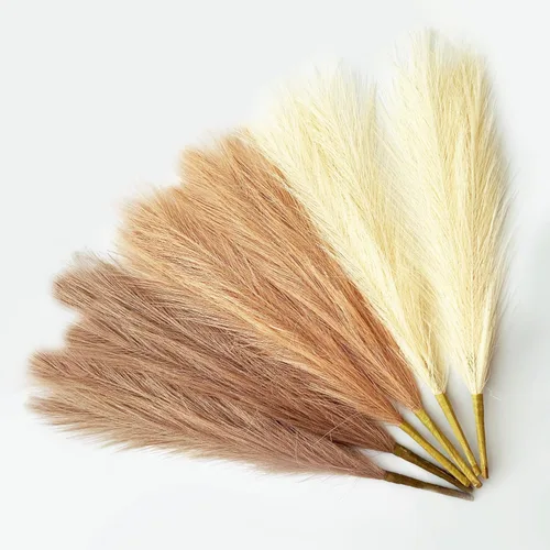 Miniatura 19 de Hierba de pampa sintética decorativa, 18 pulgadas/45 cm, hierba artificial de pampas esponjosa, arreglo floral pomposo de 6 tallos para decoración