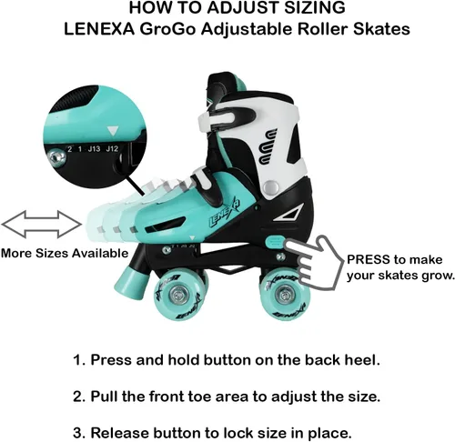 Miniatura 4 de Lenexa Go GRO - Paquete de patines cuádruples ajustables, patines para niños y niñas