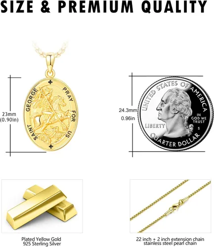 Miniatura 78 de Collar de plata de ley 925 con medalla de San Patrón, colgante de protección católica, amuleto, joyería religiosa para hombres y mujeres
