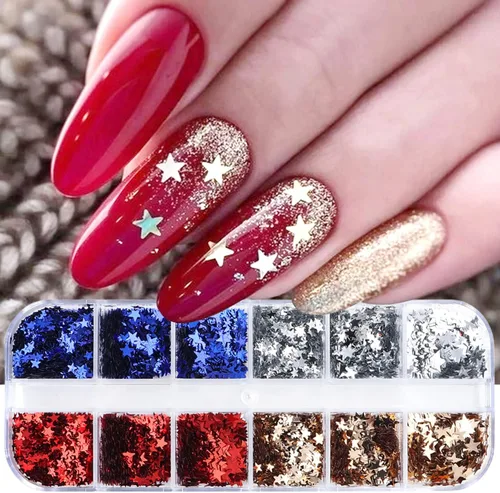 Miniatura 23 de Lentejuelas de uñas de mariposa 3D de 12 colores, mariposas luminosas, diseño de arte de uñas, mariposas holográficas con forma de copos
