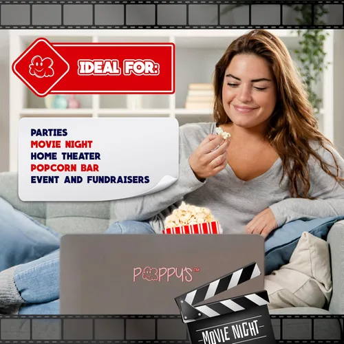 Miniatura 6 de Bolsas de Papel para Palomitas de Maíz Poppy's – 25 Bolsas de Grado Comercial de 2 oz, Accesorios para Máquina de Palomitas para Barras