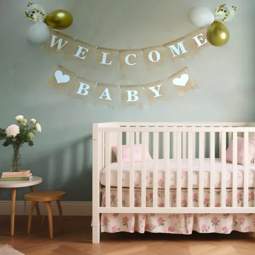 Miniatura 2 de Cartel de bienvenida para bebé, cartel de bienvenida para baby shower, cartel de revelación de género de arpillera preencordada para niño y niña