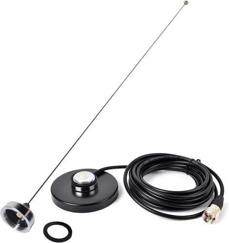 HYS Antena amateur de banda VHF de 2 M 144 MHz (136-174 Mhz) con base magnética de montaje NMO W/16.4 ft (16.4 pies) Cable coaxial RG58 PL-259