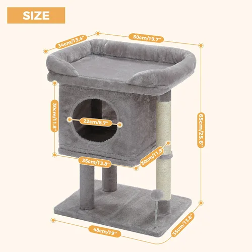 Miniatura 6 de PAWZ Road Árbol para gatos de interior, torre para gatos de 26 pulgadas con percha grande, condominio privado, condominio pequeño para gatos