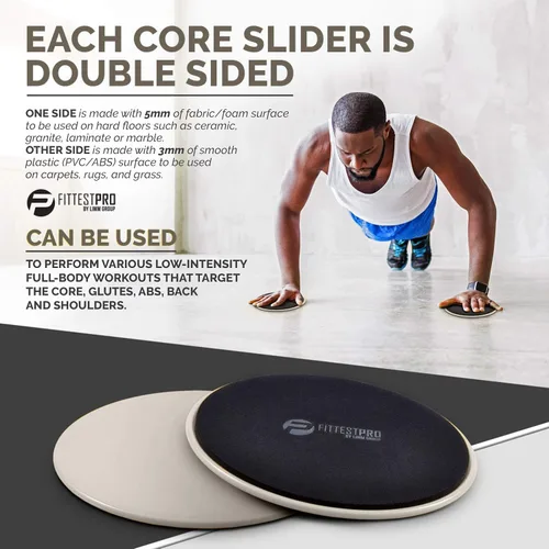 Miniatura 3 de Limm Deslizadores de núcleo para entrenar – Deslizadores de ejercicio fitness, estabilidad, abdominales, piernas y cuerpo completo (juego de 2)
