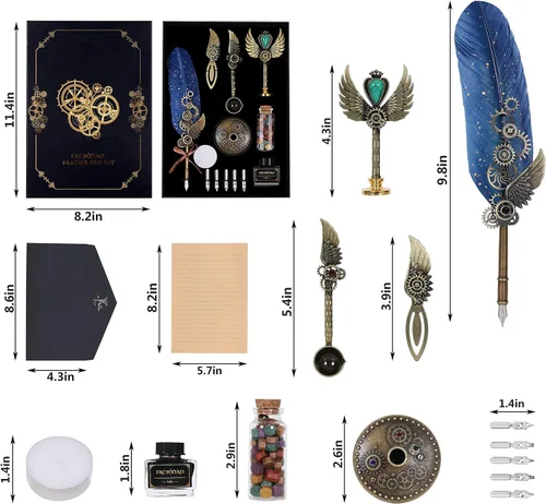 Miniatura 6 de Juego de pluma estilográfica y tinta, juego de plumas de ave para caligrafía, regalo de Navidad para amantes de la caligrafía, regalo de cumpleaños