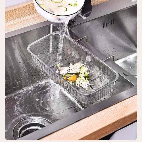 Miniatura 2 de Cesta de drenaje de fregadero de acero inoxidable, colador de esquina para fregadero de cocina, cesta de drenaje colador para filtro de residuos