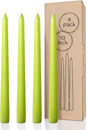 Miniatura 55 de CANDWAX Paquete de 4 velas cónicas blancas, sin goteo, de combustión lenta, sin perfume, de 12 pulgadas, ideales para mesa de comedor, candelabros