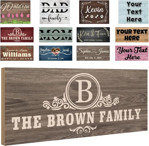 Miniatura 22 de Letreros personalizados de madera personalizados, decoración del hogar, regalos con texto, letreros de madera personalizados, tablero familiar