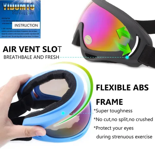 Miniatura 3 de Gafas de esquí, paquete de 3 gafas de nieve para hombres, mujeres, niños y jóvenes, protección UV400 para esquí y snowboard