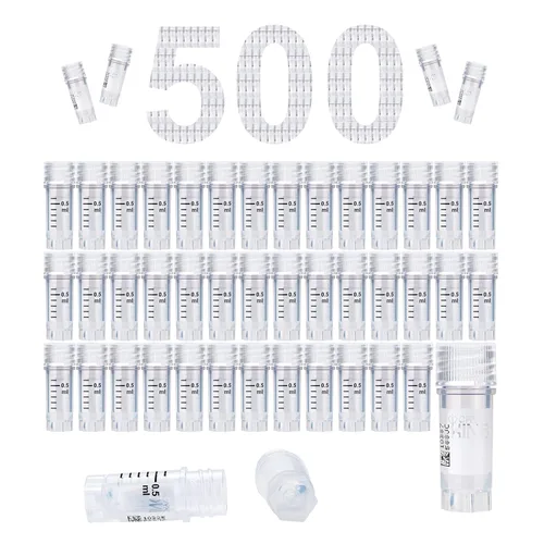 Miniatura 44 de Cryoviales de 0.0 fl oz, 25Pcs Cryotubes con código de barras lateral, frascos de esterilización con rosca externa, tubos de muestra con tapas Azul