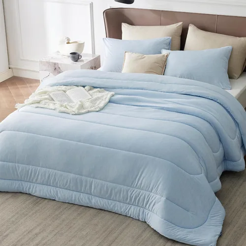 Miniatura 34 de Bedsure - Juego de edredón queen - Juego de ropa de cama refrescante y cálida, ropa de cama reversible gris claro para todas las estaciones, 3 03