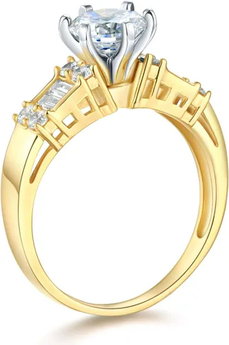 Miniatura 3 de Anillo de compromiso 14K oro SÓLIDO amarillo o blanco y set de 2 unidades de anillos de bodas