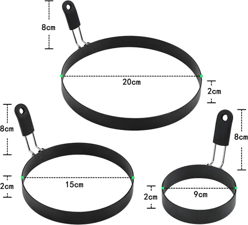 Miniatura 2 de 3 anillos de huevo de acero inoxidable para freír huevos, antiadherentes, moldes grandes para panqueques y anillos para panqueques para plancha