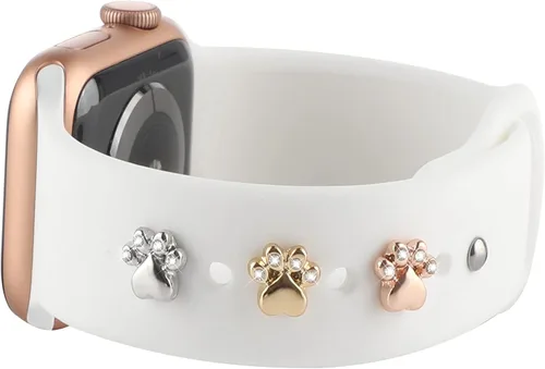 Miniatura 7 de 3 piezas de dijes decorativos compatibles con Apple Watch Band de 49/46/45/44/42/41/40/1.496 in, bandas de silicona para iWatch Series 11, 10, 9, 8