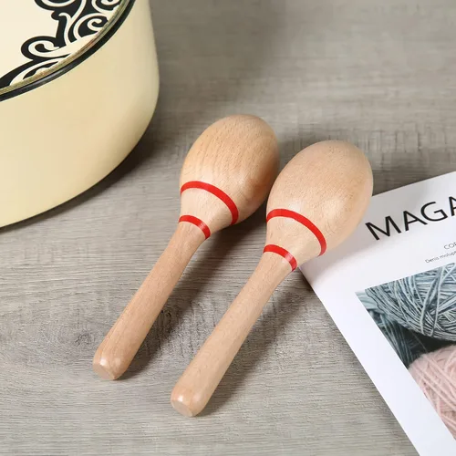 Miniatura 6 de Maracas, Profesional de madera Rumba Shakers mano percusión sonajeros instrumento musical latino con ritmo claro de salsa para adultos niños fiesta