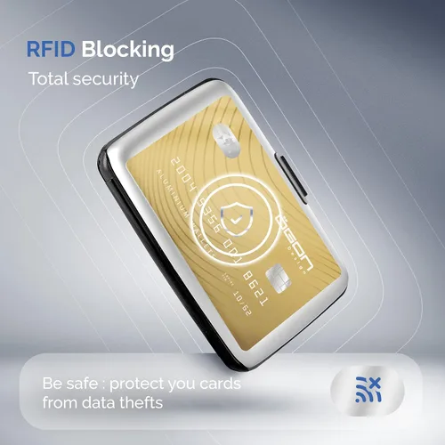 Miniatura 16 de ÖGON -DESIGNS- Portatarjetas de aluminio, protección RFID contra fraude y desmagnetización, billetera compacta, funda inteligente modelo STOCKHOLM V1
