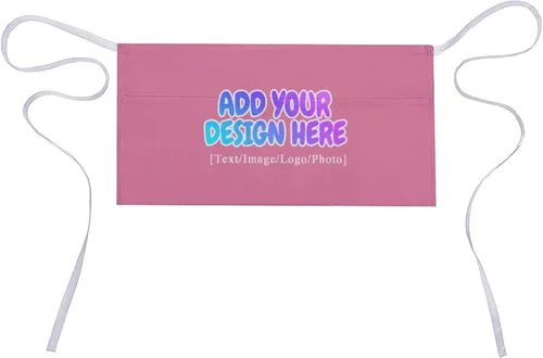 Miniatura 129 de AXKEUDO Delantal personalizado con bolsillos, delantales de cintura para camarera para cocinar en casa, restaurante, servir trabajo