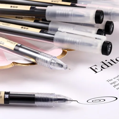Miniatura 2 de Chinco 12 bolígrafos de tinta de gel negra de 0.014 in, papelería japonesa, bolígrafo chino extrafino para oficina, escuela, suministros