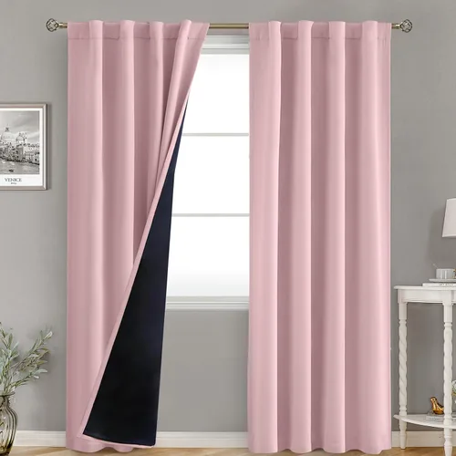 Miniatura 80 de BGment Cortinas 100% opacas beige de 63 pulgadas de largo con forro aislante térmico, bolsillo para varilla y lengüeta trasera de doble capa