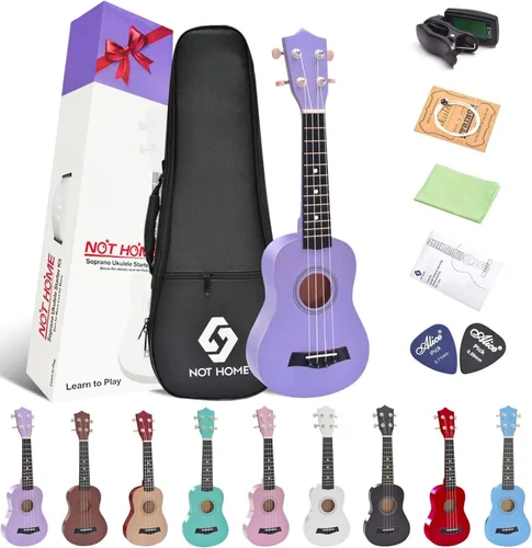 Miniatura 16 de Paquete de ukelele soprano para principiantes, kit de iniciación de ukeleles de tilo de 21 pulgadas para niños con bolsa de concierto, sintonizador