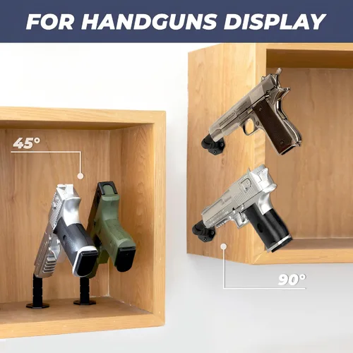 Miniatura 7 de Soporte oculto para pistola de 90/45 grados, para almacenamiento en interiores, montaje en pared y múltiples superficies