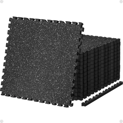 AIRHOP 0.79 pulgadas de espesor 48 pies cuadrados de alfombrillas para equipos de ejercicio, 12 losetas de goma mejoradas con espuma EVA de alta