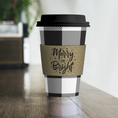 Miniatura 7 de Live It Up! Party Supplies Tazas desechables de café o chocolate caliente – Buffalo Plaid