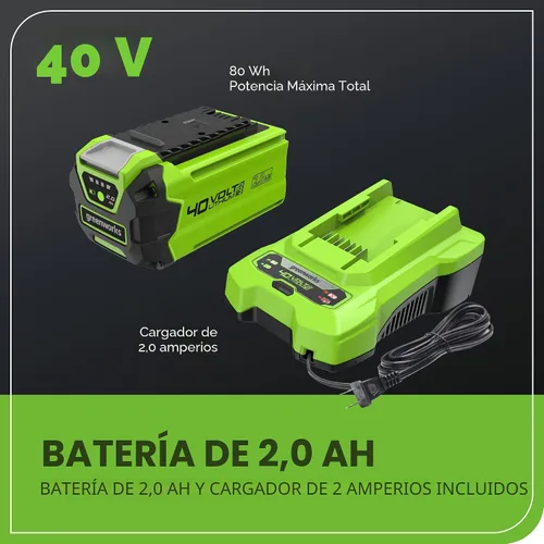Miniatura 8 de Greenworks Sierra de poste inalámbrica de 40 V y 8 pulgadas, batería de 2.0 Ah y cargador incluidos PS40B210