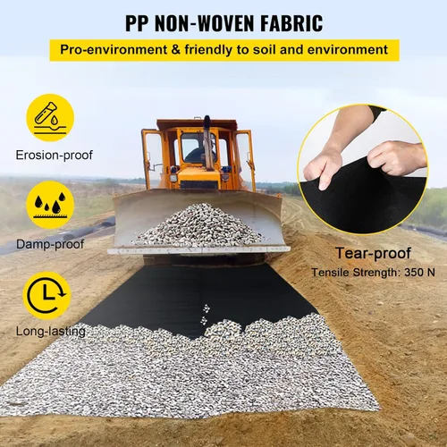 Miniatura 3 de VEVOR Tela de Geotextil para Paisajismo, 3 pies x 100 pies 4 oz, PP No Tejido con Resistencia a Tracción de 350N y Capacidad de Carga de 440N