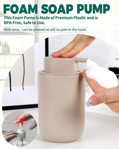 Miniatura 2 de BosilunLife Dispensador de jabón de espuma – Dispensador de espuma de cerámica para lavado de manos para baño, dispensador de jabón pequeño moderno