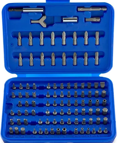 NEIKO 10048A Juego de Brocas de Seguridad de 100 Piezas Acero Cr-V Adaptadores de 1/4 de Pulgada Phillips Ranurado Hexagonal Torx Star A Prueba de