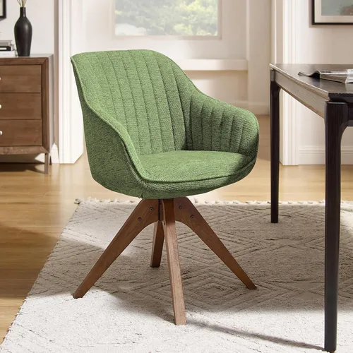 Miniatura 15 de Art Leon Silla de Oficina Sin Ruedas, Silla de Escritorio Moderna de Mediados de Siglo Sin Ruedas, Silla Giratoria de Acento con Patas de Madera