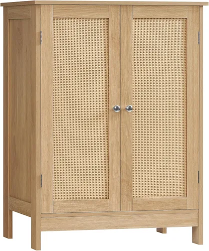 Miniatura 10 de Iwell Armario de baño, armario de almacenamiento de baño con 2 puertas y 3 estantes, 3 alturas disponibles, para sala de estar, entrada, cocina