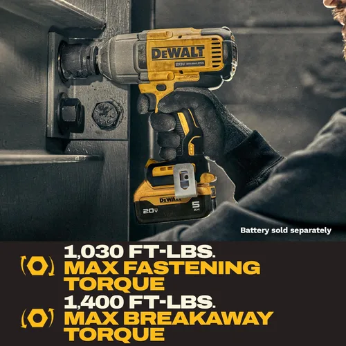 Miniatura 3 de DEWALT Llave de impacto inalámbrica de 20 V MAX, pistola de impacto de 1/2, alto par de 4 velocidades con yunque de anillo de cerdo y luz LED, motor
