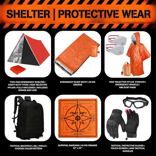 Miniatura 3 de Kit de supervivencia de 48 horas – 228 piezas de equipo de supervivencia y suministros, mochila de emergencia de 45 L, primeros auxilios, filtro